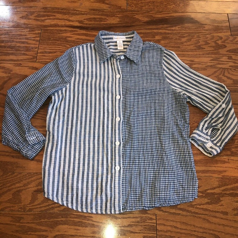 Draper's & Damons Womans XL shirt light denim Long Sleeve Button up Shirt